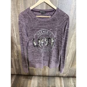 Inspired Hearts Long Sleeve Top‎ Size Large Purple Love Sequins